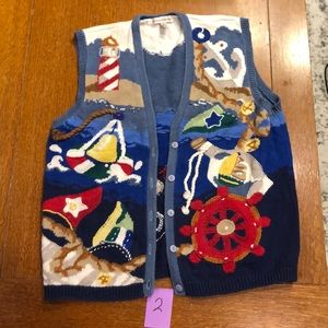 Lauren Hansen women’s nautical sweater vest - med